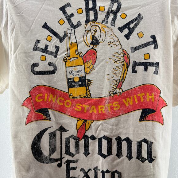 Old Navy Corona Extra T-Shirt Off White Short Sleeve Crew Neck Size Small - Picture 2 of 7